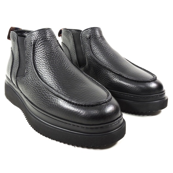 MORESCHI ?? MEN\'S  BLACK SOFT LEATHER WINTER MONTONE BOOTS